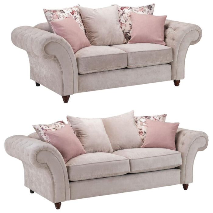 Roma Chesterfield Beige 3+2 Seater Sofa