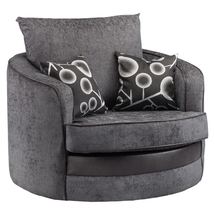 Shannon Black and Grey Swivel Chair Sofa