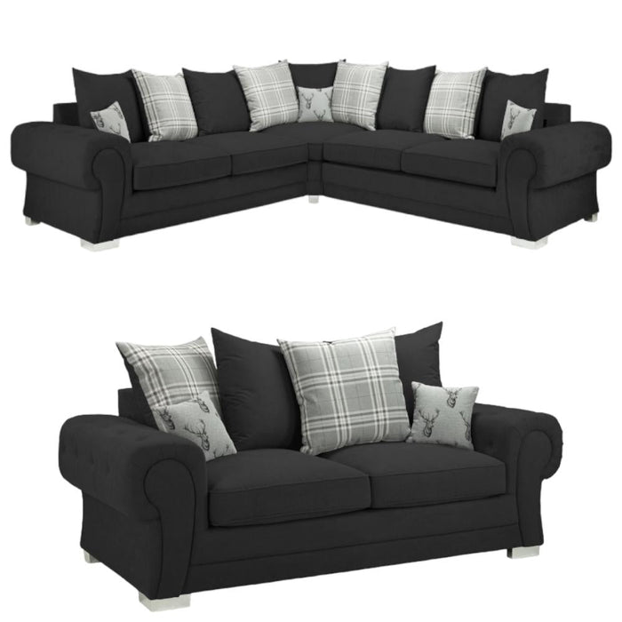 Verona Scatterback Black 3+2 Seater Sofa