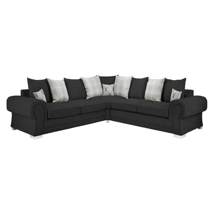 Verona Scatterback Black Large Corner Sofa