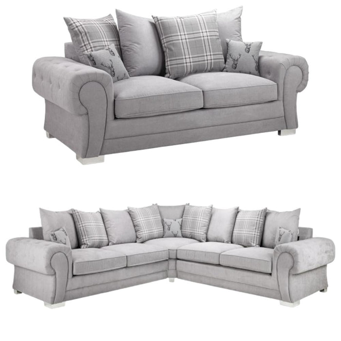 Verona Scatterback Grey 3+2 Seater Sofa