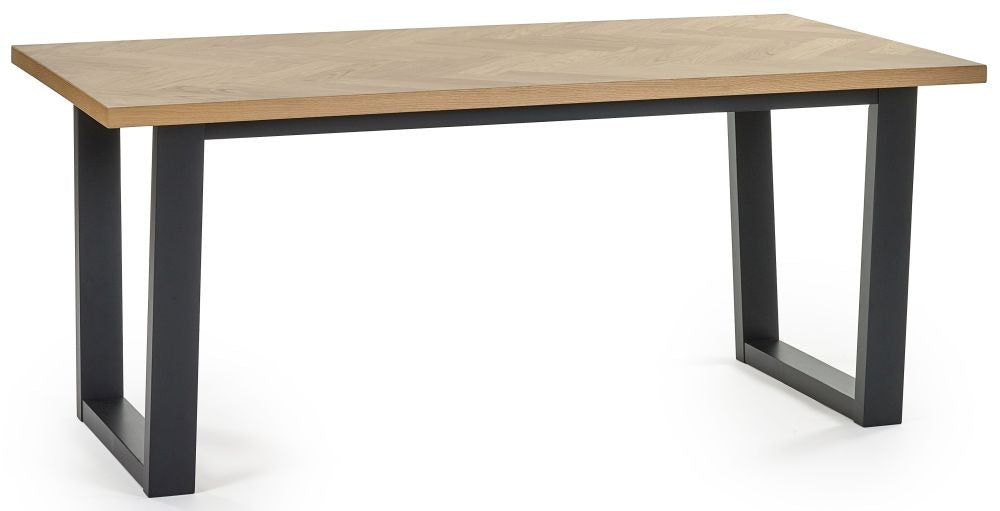 Hilton Herringbone Black and Oak Dining Table - 6 Seater