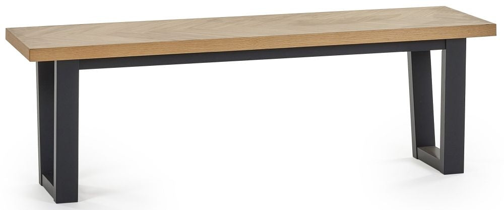 Hilton Black and Oak Herringbone Dining Bench