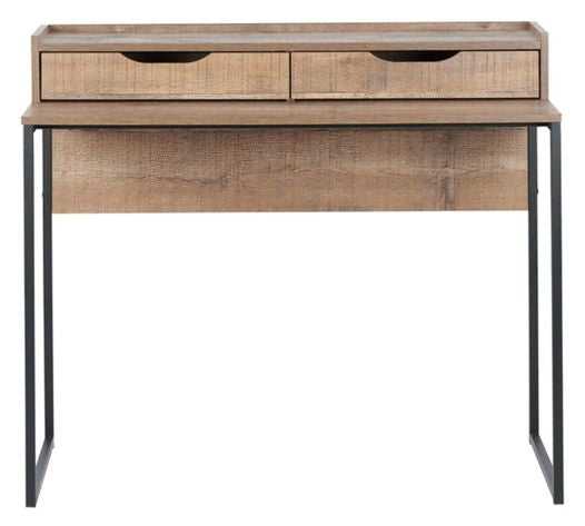 Urban Rustic Wood Effect Industrial Style 2 Drawer Office Desk
