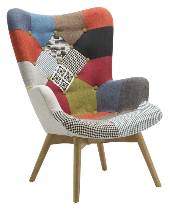 Sloane Multi Coloured Patchwork Fabric Armchair