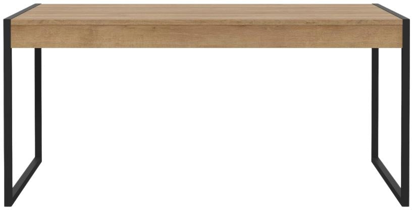 High Rock Matt Black and Riviera Oak Dining Table - 6 Seater
