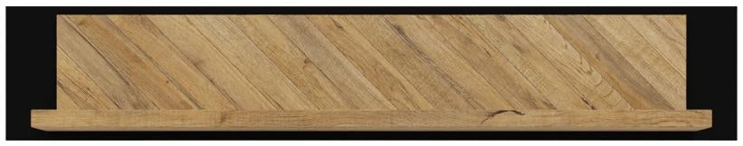 Nikomedes Spica Oak Matt Black and Bartex Oak Wall Shelf - 140cm