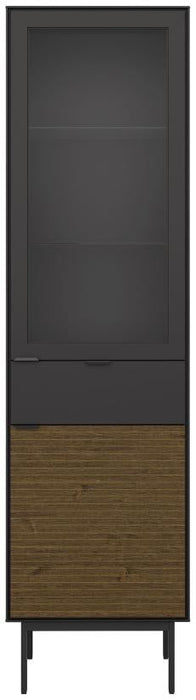 Soma Granulated Black Brushed Espresso 2 Door 1 Drawer Showcase