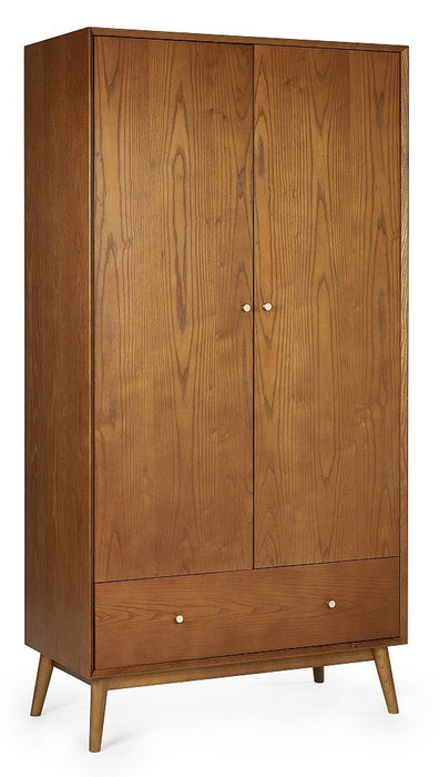 Lowry Cherry Wood 2 Door 1 Drawer Wardrobe
