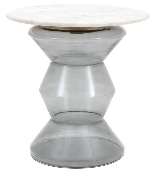 Turney White Marble Top Round Side Table - Comes in Smoked and Orange Options