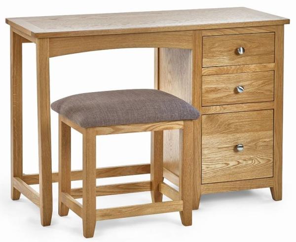 Mallory Oak 3 Drawer Dressing Set with 1 Stool and Table