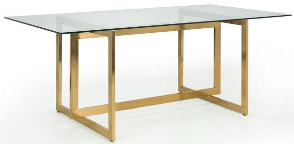 Minori Clear Glass and Gold Dining Table - 8 Seater