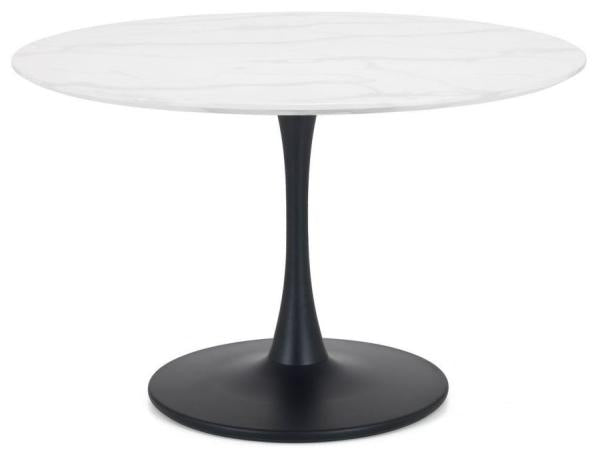 Holland White Marble and Black 4 Seater Round Dining Table