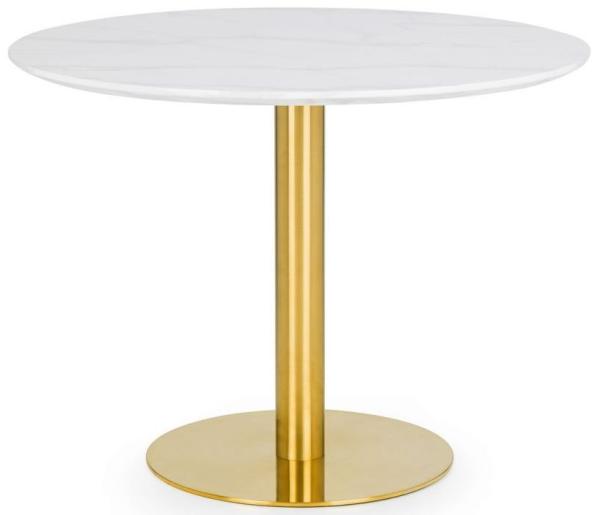 Palermo White Marble and Gold 2 Seater Round Dining Table