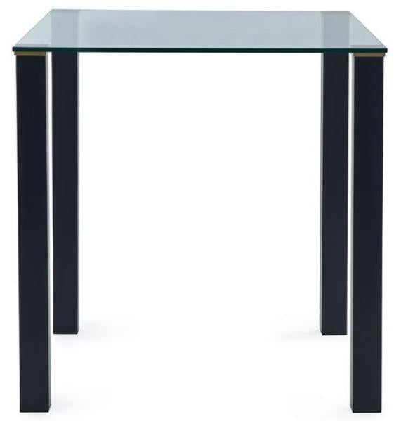 Piero Clear Glass and Black 2 Seater Square Dining Table