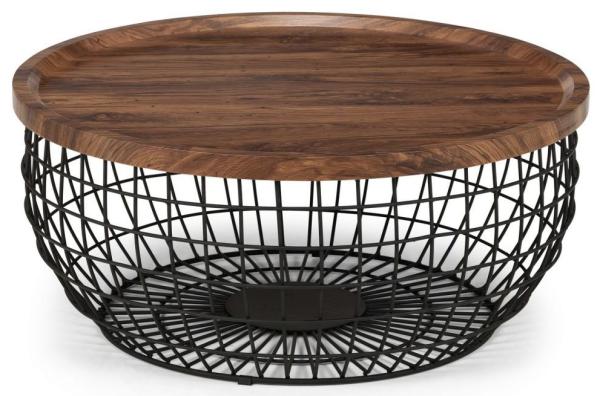 Smithson Walnut and Black Round Coffee Table