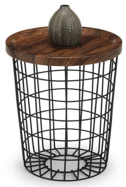 Smithson Walnut and Black Round Lamp Table