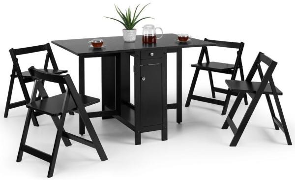 Savoy Black Lacquered Drop Leaf Dining Set