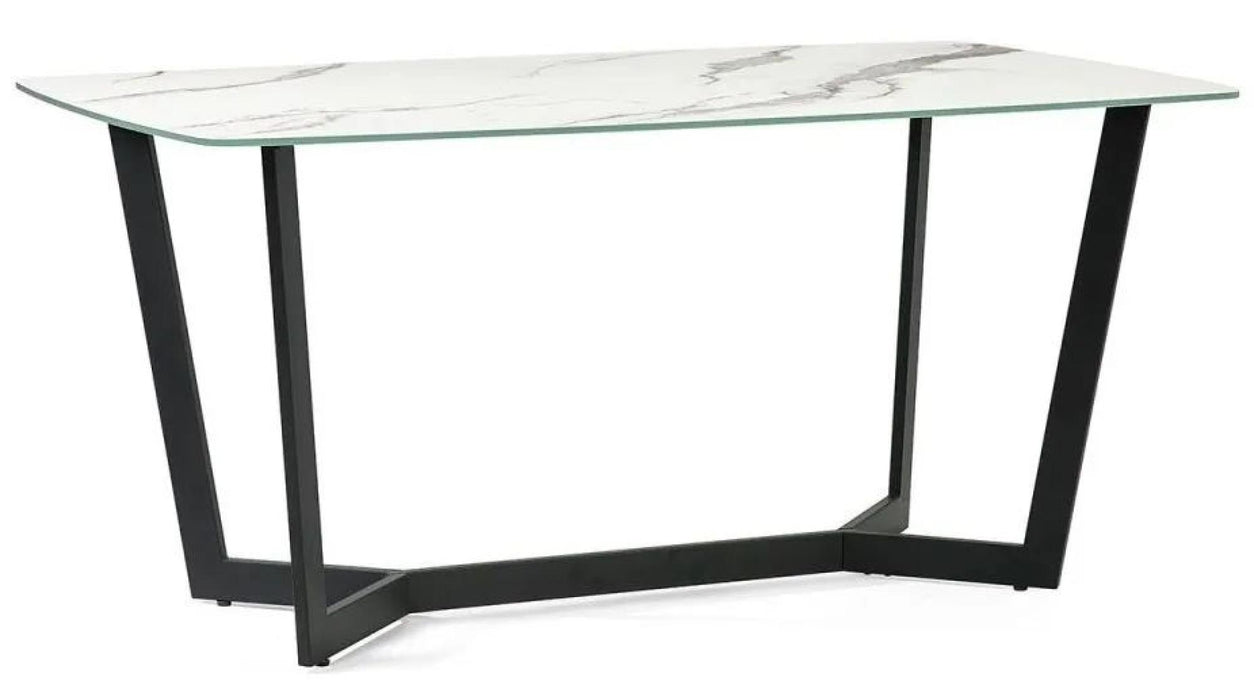 Olympus White Marble Effect 6 Seater Dining Table