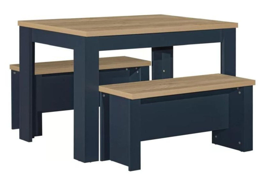 Highgate Blue Dining Set with 2 Bench