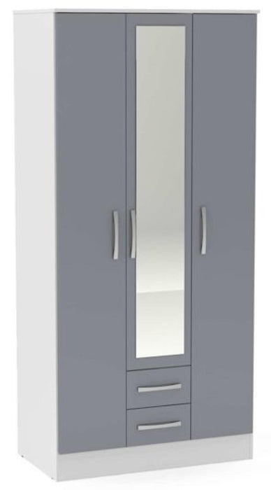 Lynx White and Grey 3 Door Combi Wardrobe