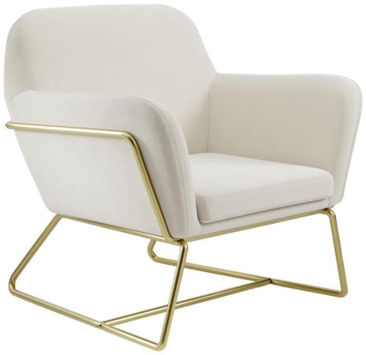 Charles Cream and Brushed Gold Velvet Fabric Armchair