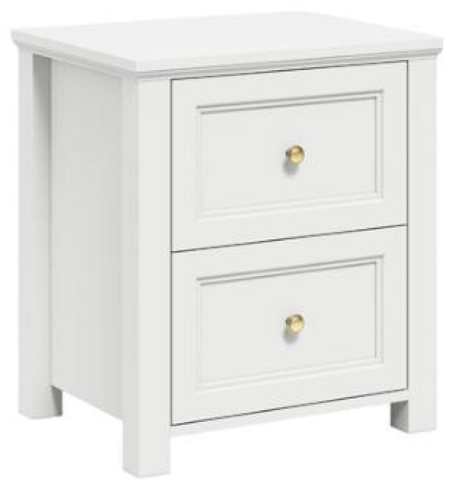 Ives White 2 Drawer Bedside Cabinet