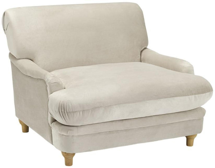 Plumpton Beige Velvet Fabric Chair
