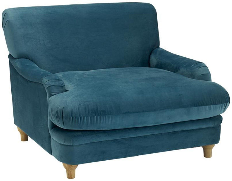 Plumpton Peacock Blue Velvet Fabric Chair