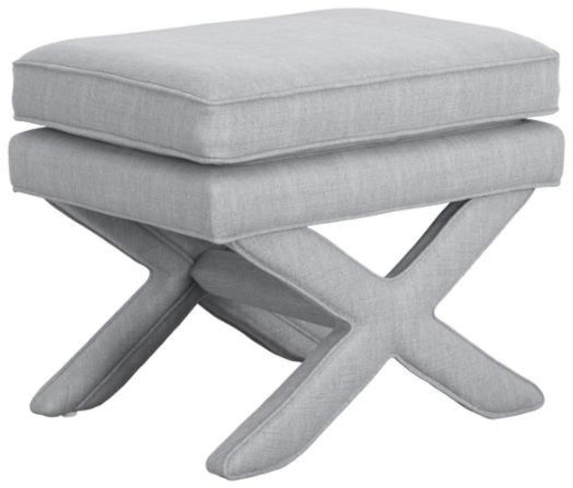 Rhode Light Grey Linen Blend Fabric Stool