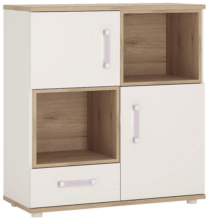 4Kids 2 Door 1 Drawer Cupboard with 2 Open Shelves with Lemon Handles
