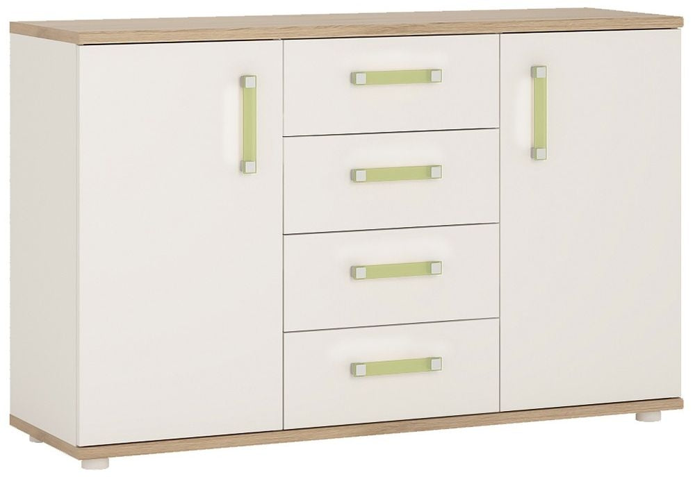 4Kids 2 Door 1 Drawer Cupboard with 2 Open Shelves with Lemon Handles