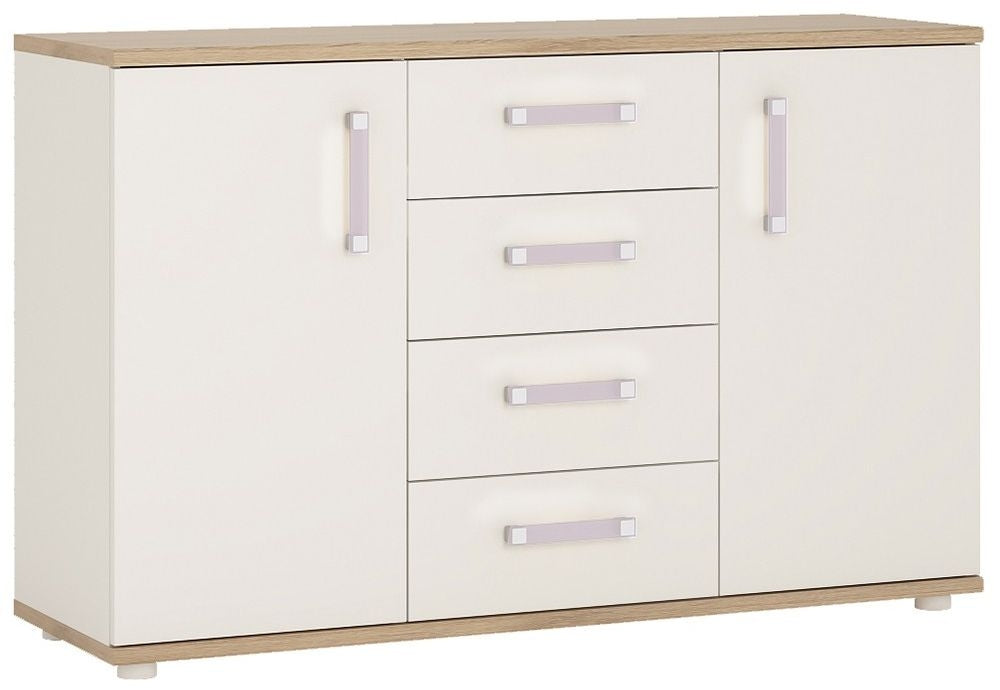 4Kids 2 Door 1 Drawer Cupboard with 2 Open Shelves with Lemon Handles