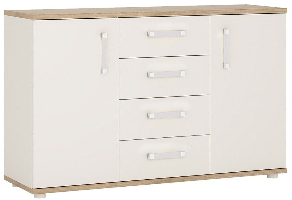 4Kids 2 Door 1 Drawer Cupboard with 2 Open Shelves with Lemon Handles