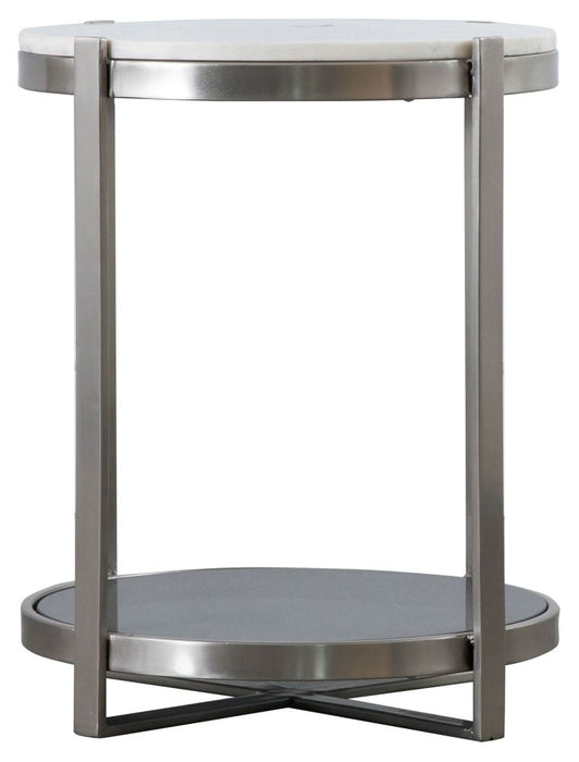 Watchet White Marble Round Side Table