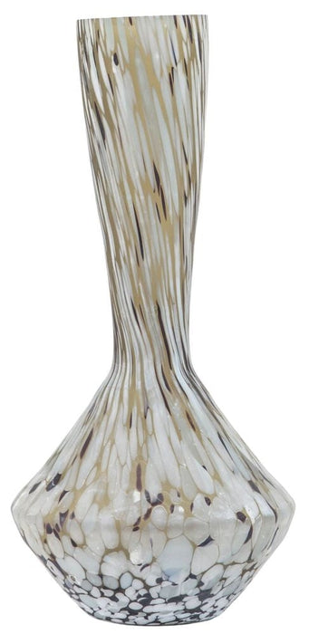 Aditya Brown and White Glass Medium Vase