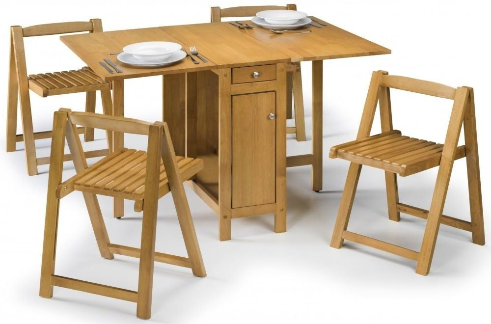 Savoy Light Oak Drop Leaf 4 Seater Dining Set with 4 Chairs