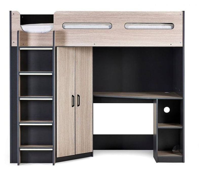 Hercules Woodgrain and Anthracite High Sleeper Bed