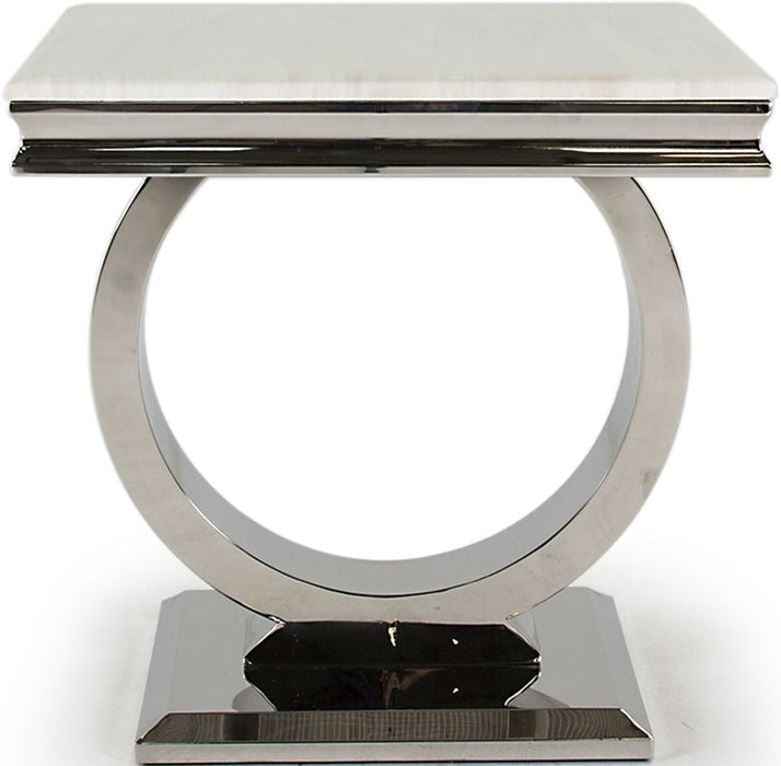 Vida Living Arianna Cream Marble Lamp Table