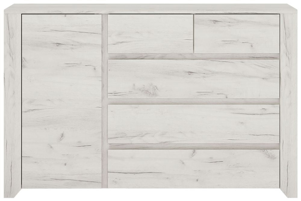 Angel White Oak 1 Door 2+3 Drawer Chest