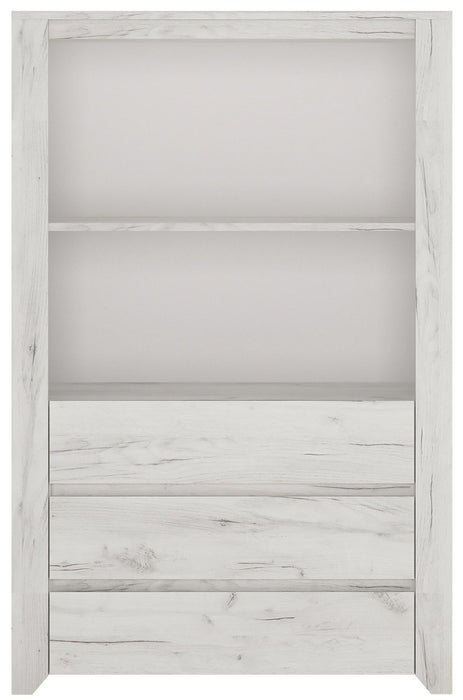Angel White Oak 3 Drawer Cupboard with Open Shelf