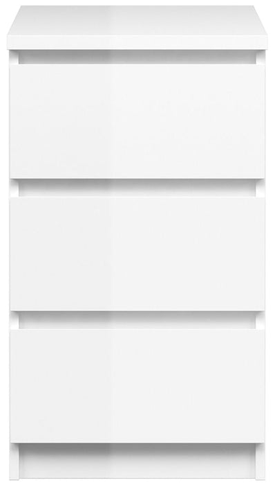 Naia 3 Drawer Bedside Cabinet in White High Gloss