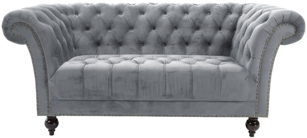 Chester Grey Velvet Fabric 2 Seater Sofa