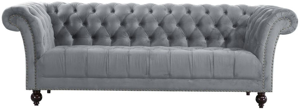 Chester Grey Velvet Fabric 3 Seater Sofa