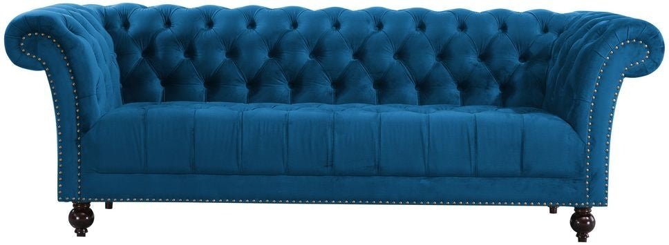 Chester Blue Velvet Fabric 3 Seater Sofa