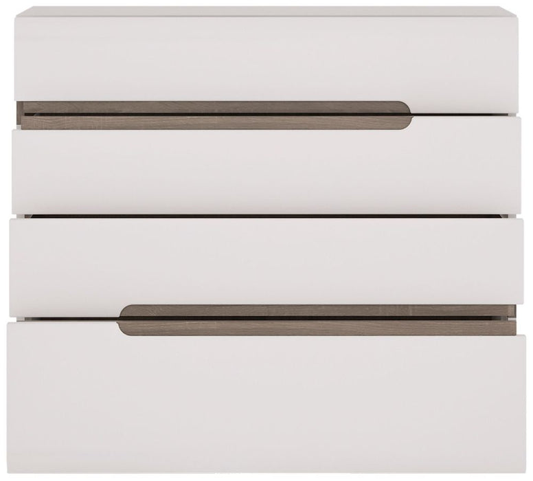 Chelsea Bedroom 4 Drawer Chest in White with Truffle Oak Trim