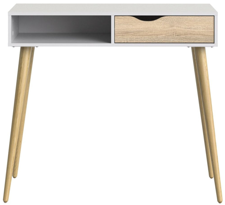 Oslo Console Table 1 Drawer 1 Shelf in White and Oak