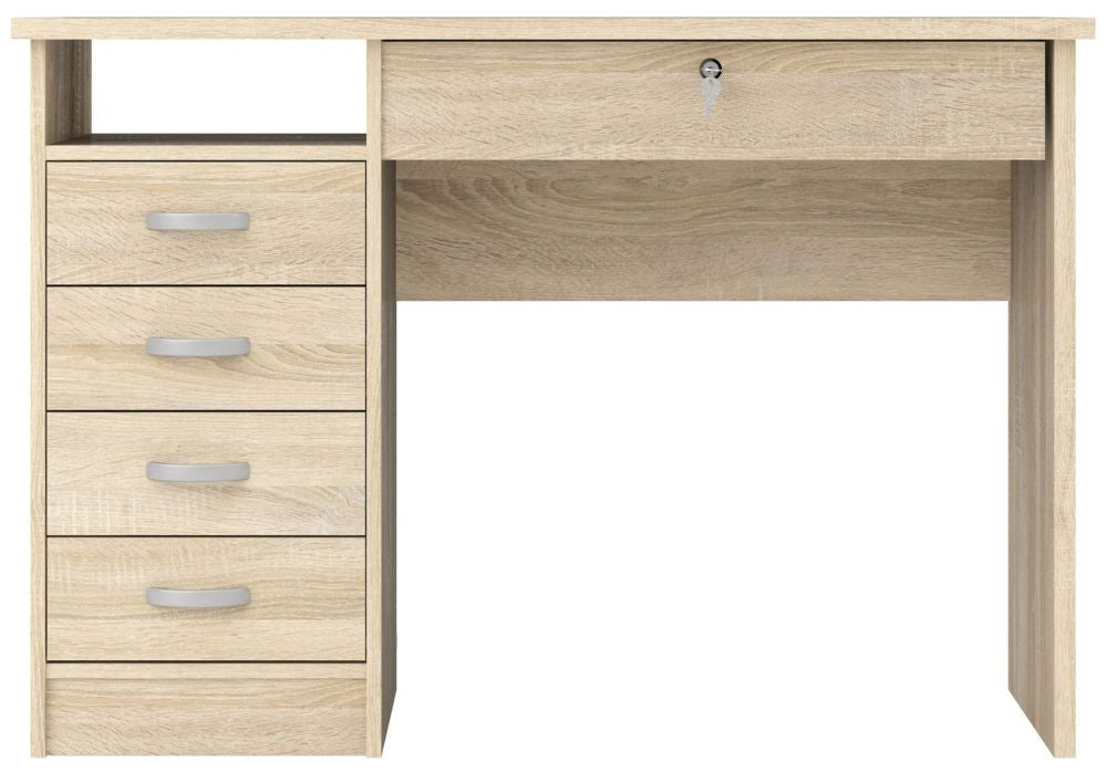 Function Plus Desk 5 Drawer in Oak