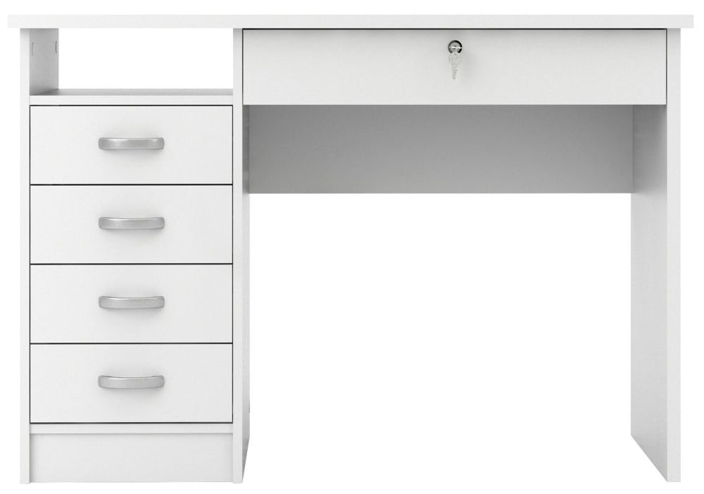 Function Plus Desk 5 Drawer in White