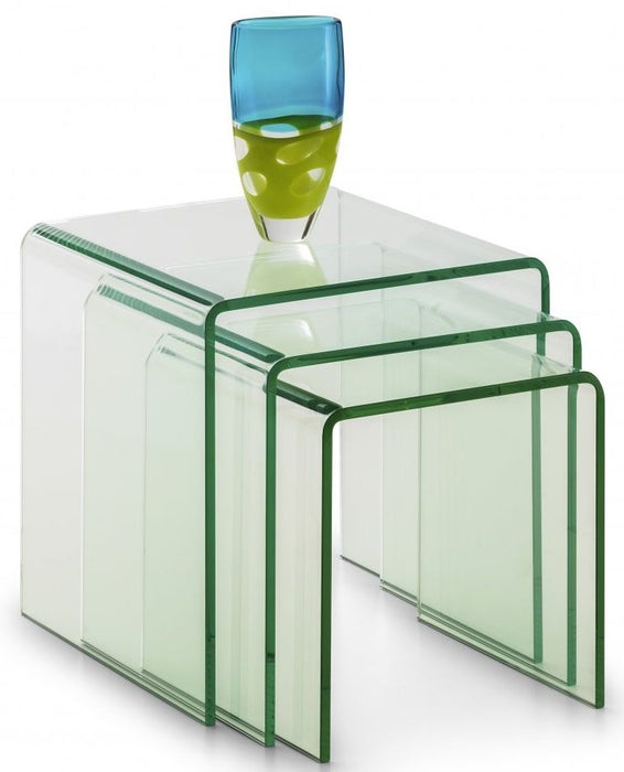 Amalfi Clear Glass Nest of 3 Tables